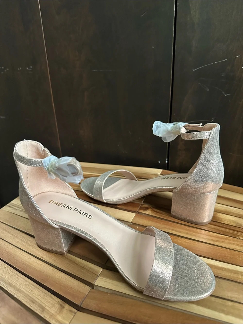 Dream Pairs Metallic Rose Heeled Ankle-Strap Sandals - Picture 3 of 9